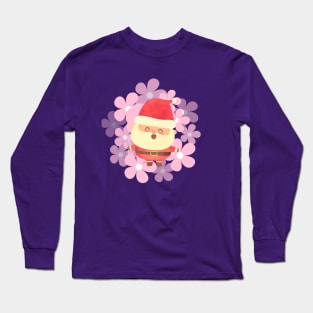 Retro vintage pink Santa Claus with vintage flower Long Sleeve T-Shirt